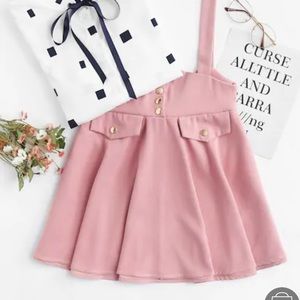 Button detail bow back pinafore skirt
